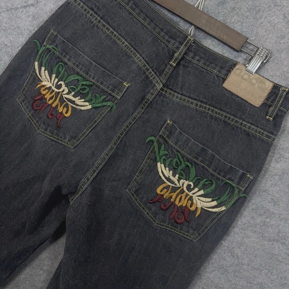 Coogi Denim Shorts Mens 36 Black Embroidered Hip Hop Streetwear Y2K VTG